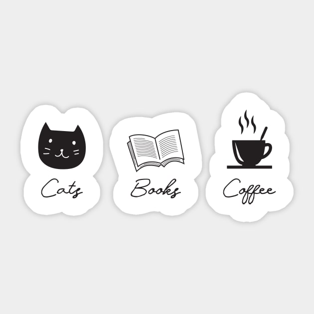 Cats Books Coffee Sticker by younes.zahrane